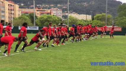 Entrainement à Berg avec les joueurs du RCT avant Toulon-Toulouse