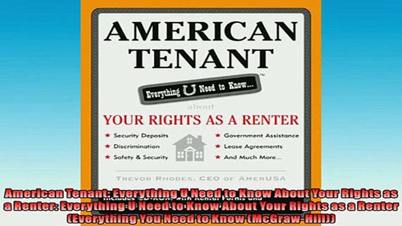 READ book  American Tenant Everything U Need to Know About Your Rights as a Renter Everything U  FREE BOOOK ONLINE