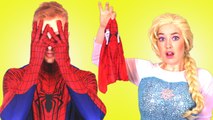 Spiderman Loses His Mask! w_ Frozen Elsa, Pink Spidergirl, Giant Candy & Joker! Funny Superheroes _) (1080p)