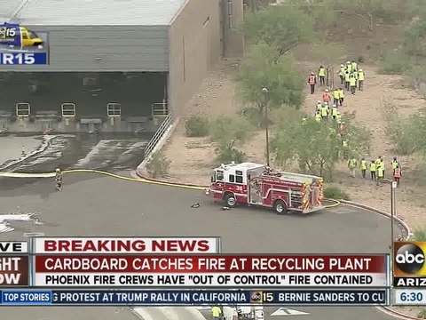 Crews battle fire at Phoenix recycling plant