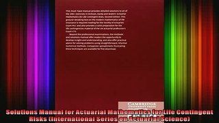 READ FREE Ebooks  Solutions Manual for Actuarial Mathematics for Life Contingent Risks International Series Full EBook