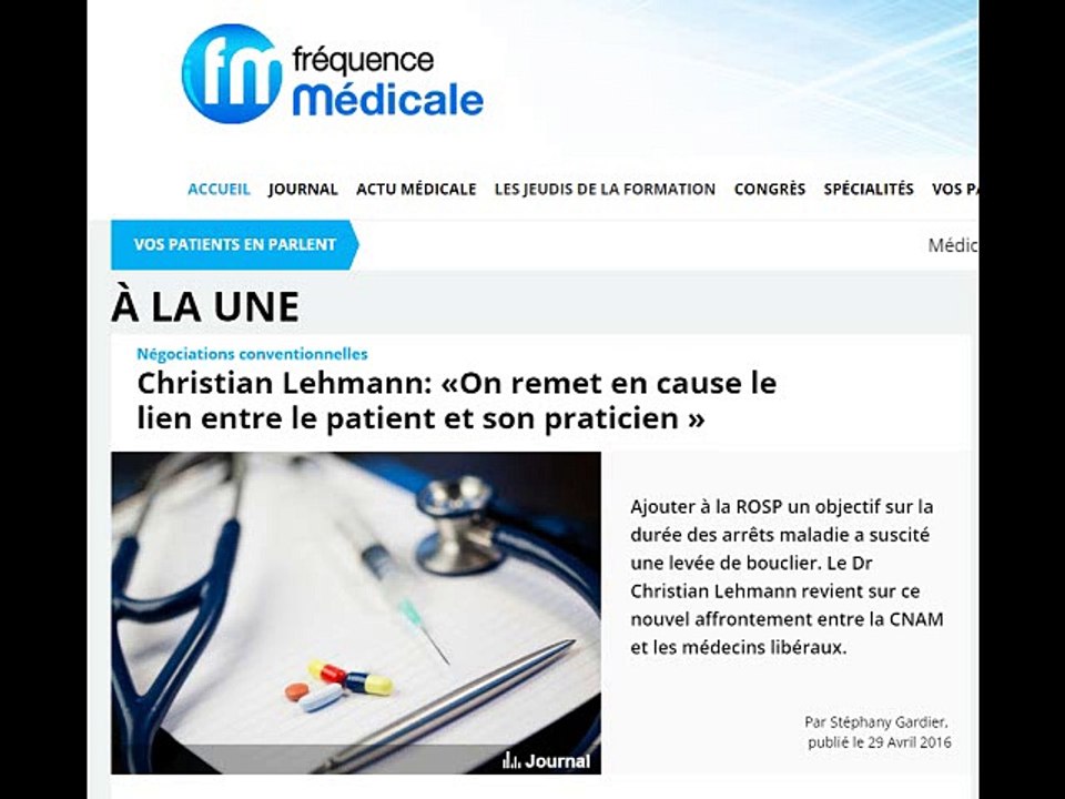 Dr Christian Lehmann sur fréquenceM 29  avril 2016