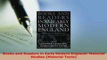 PDF  Books and Readers in Early Modern England Material Studies Material Texts Download Full Ebook