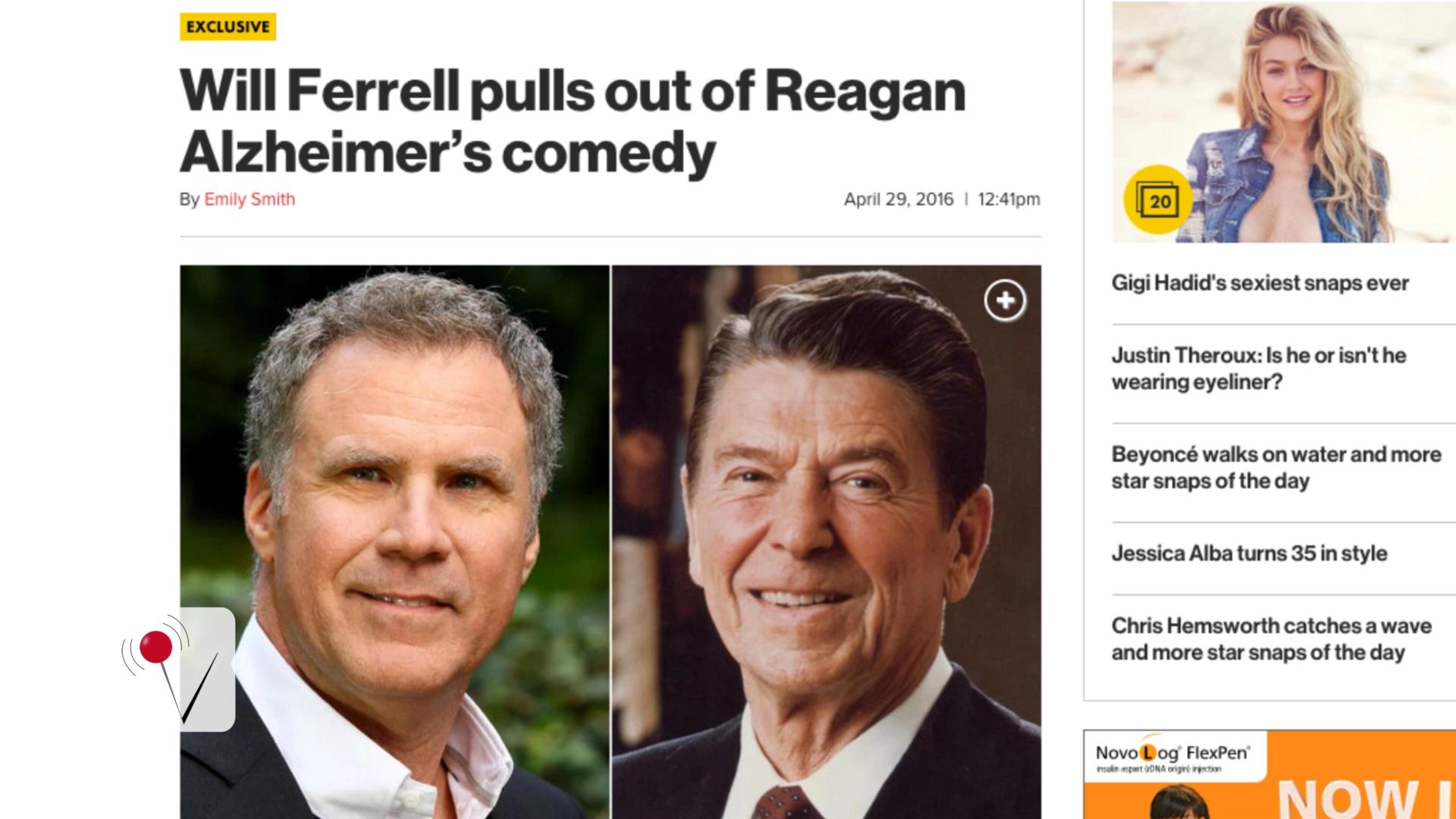 Will Ferrell Drops Out of 'Alzheimer’s Comedy’ About Ronald Reagan