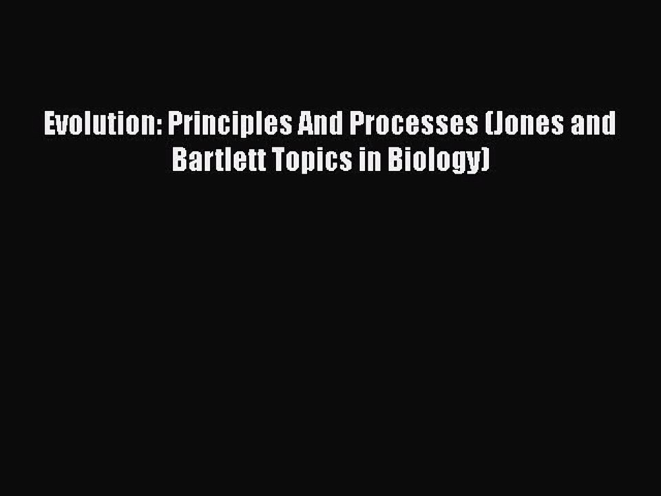 PDF Evolution: Principles And Processes (Jones...