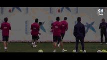 Lionel Messi Nutmegs Gerard Pique in Training (29-04-2016)