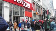 Verizon Workers On Strike, about 50 workers on picket-line NYC-Video 1
