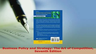 PDF  Business Policy and Strategy The Art of Competition Seventh Edition PDF Online