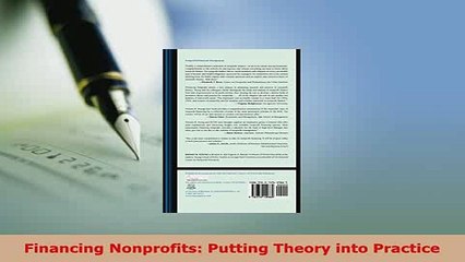 PDF  Financing Nonprofits Putting Theory into Practice Download Full Ebook