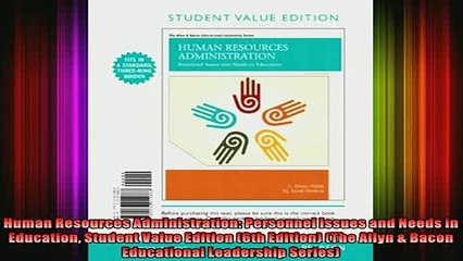 READ book  Human Resources Administration Personnel Issues and Needs in Education Student Value Full EBook