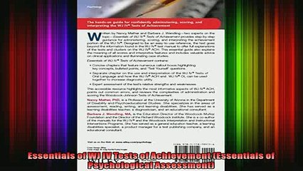 Free Full PDF Downlaod  Essentials of WJ IV Tests of Achievement Essentials of Psychological Assessment Full EBook