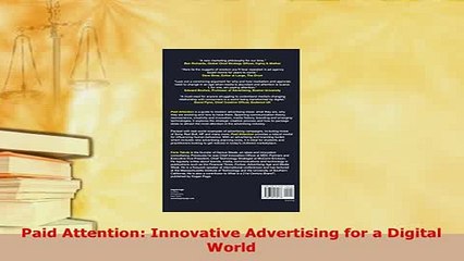 PDF  Paid Attention Innovative Advertising for a Digital World PDF Online