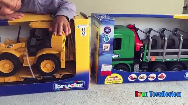 Construction Vehicles toys videos for kids Bruder Truck Crane Truck Loader Backhoe Disney Toys Cars