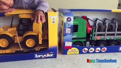 Construction Vehicles toys videos for kids Bruder Truck Crane Truck Loader Backhoe Disney Toys Cars
