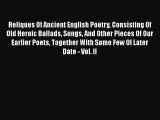 [PDF] Reliques of Ancient English Poetry: Consisting of Old Heroic Ballads Songs and Other