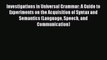 Ebook Investigations in Universal Grammar: A Guide to Experiments on the Acquisition of Syntax