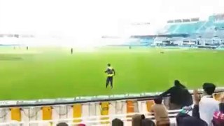 Ahmad Shahzad dancing during match.