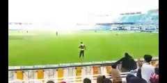 Ahmad Shahzad dancing during match.