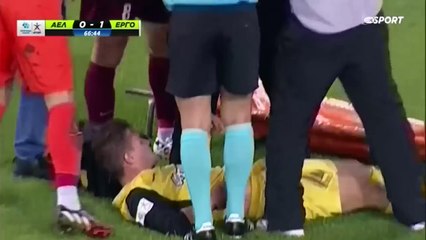 VIRAL! Footballer dropped twice on stretcher in Greece