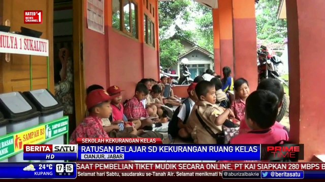 Kekurangan Kelas, Siswa SDN Sukamulya Cianjur Belajar di Lantai