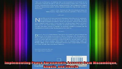 READ Ebooks FREE  Implementing Peace Agreements Lessons from Mozambique Angola and Liberia Full EBook