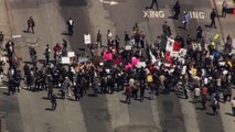 Social video shows protests ahead of Trump's Bay Area speech