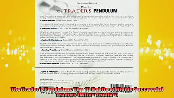 READ FREE Ebooks  The Traders Pendulum The 10 Habits of Highly Successful Traders Wiley Trading Full Free