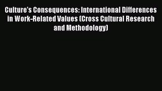 [Read book] Culture's Consequences: International Differences in Work-Related Values (Cross