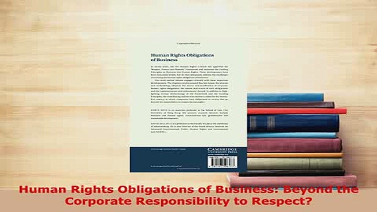 PDF  Human Rights Obligations of Business Beyond the Corporate Responsibility to Respect Free Books