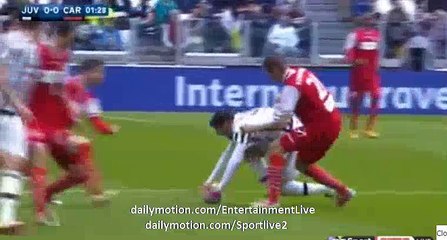 Horror Foul On Alvaro Morata In First Minute Juventus 0-0 Carpi