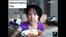 EATING Baked Beans with Rice (Vegan) //  MUKBANG (SPED UP)