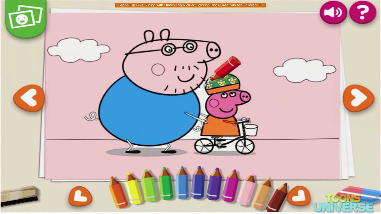 Peppa Pig Bike Riding With Daddy Pig Nick Jr Coloring Book Creativity For Children Hd Dailymotion Video