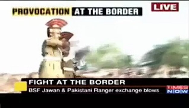 Wahga border parade fight between Pak Ranger Man and Indian BLA