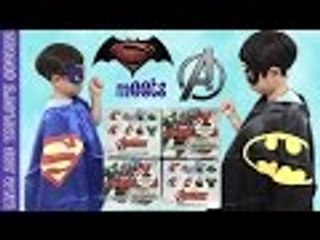 BATMAN vs SUPERMAN opens MARVEL AVENGERS Surprise Eggs | Liam and Taylor's Corner