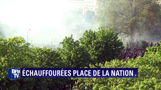 Echauffourées place de la Nation en fin de manifestation du 1er mai à Paris
