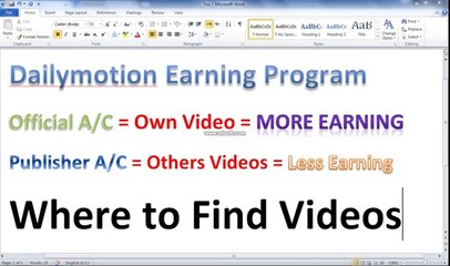 2016_ Make Money Dailymotion 100% Working