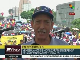 Ministro del Trabajo de Venezuela acompaña marcha de los trabajadores