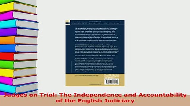 PDF Judges on Trial The Independence and Accountability of the English Judiciary Free Books