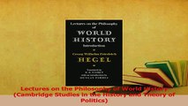 Read  Lectures on the Philosophy of World History Cambridge Studies in the History and Theory PDF Free