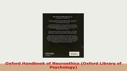 Download  Oxford Handbook of Neuroethics Oxford Library of Psychology Read Online