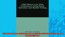 READ book  HighReturn LowRisk Investment Using Stock Selection and Market Timing Online Free