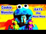 Cookie Monster Count n' Crunch Eats The Teletubbies Noo Noo and Tubby Toaster