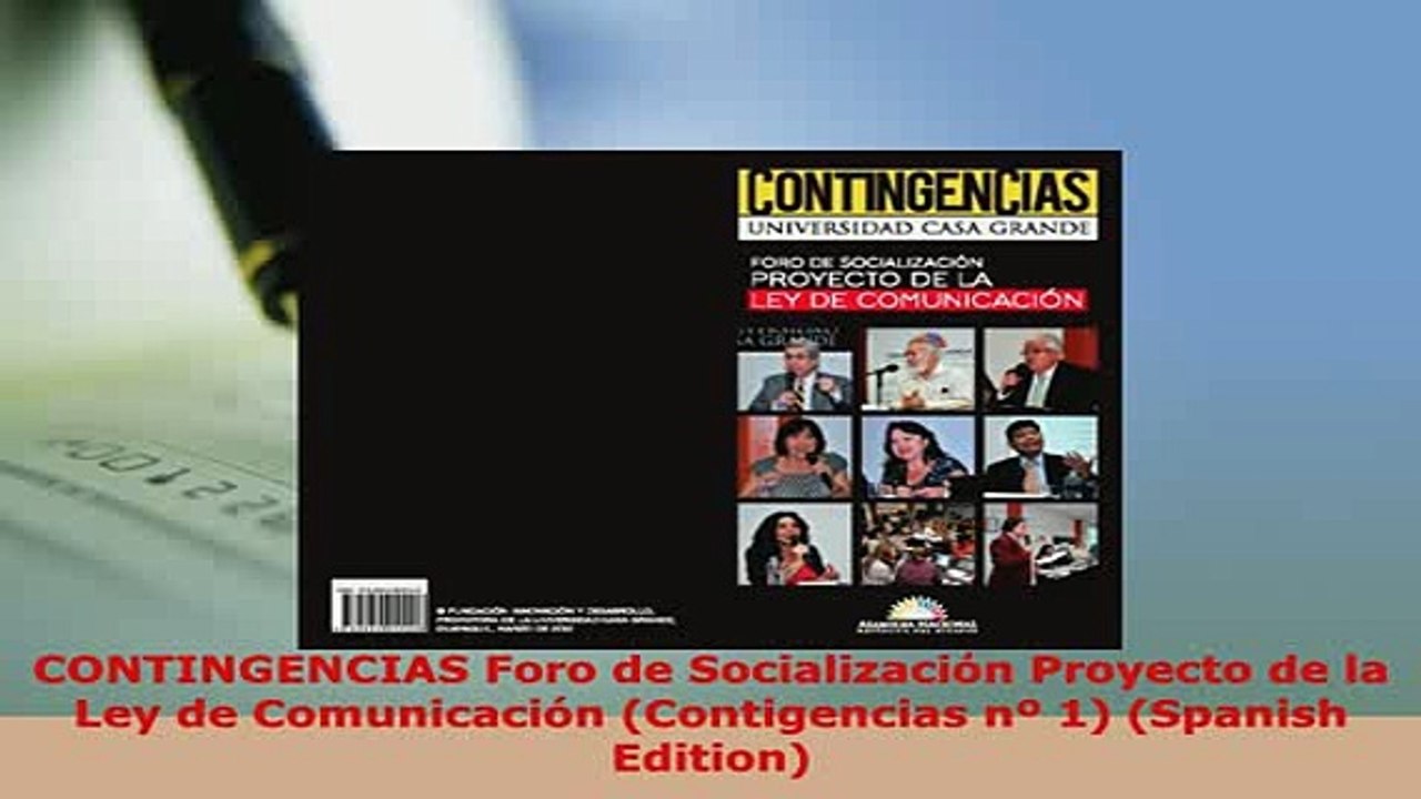 PDF  CONTINGENCIAS Foro de Socialización Proyecto de la Ley de Comunicación Contigencias nº 1  EBook