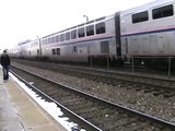 Amtrak California Zephyr #5 Makes a Stop at Naperville Then Metra Train #1316 Arrives.
