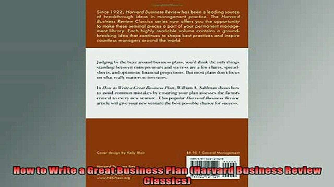 FREE PDF How to Write a Great Business Plan Harvard Business Review  Classics BOOK ONLINE