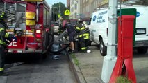 FDNY 4 ALARM FIRE WITH FIREFIGHTER falling at 2.50 min mark RESCUE AT 6.50 MIN MARK