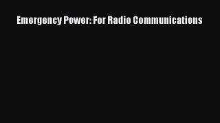 PDF Emergency Power: For Radio Communications Free Books