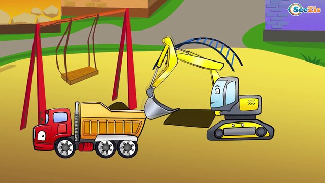 Мультфильмы для Детей. Грузовик и Экскаватор. Детская Площадка. Строительная Техника для детей