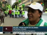 Obreros colombianos reivindican sus derechos en el Día del Trabajador