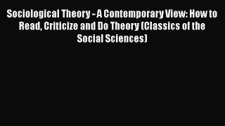 Ebook Sociological Theory - A Contemporary View: How to Read Criticize and Do Theory (Classics